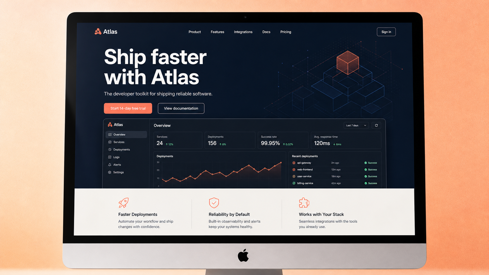Generated iMac landing-page mock